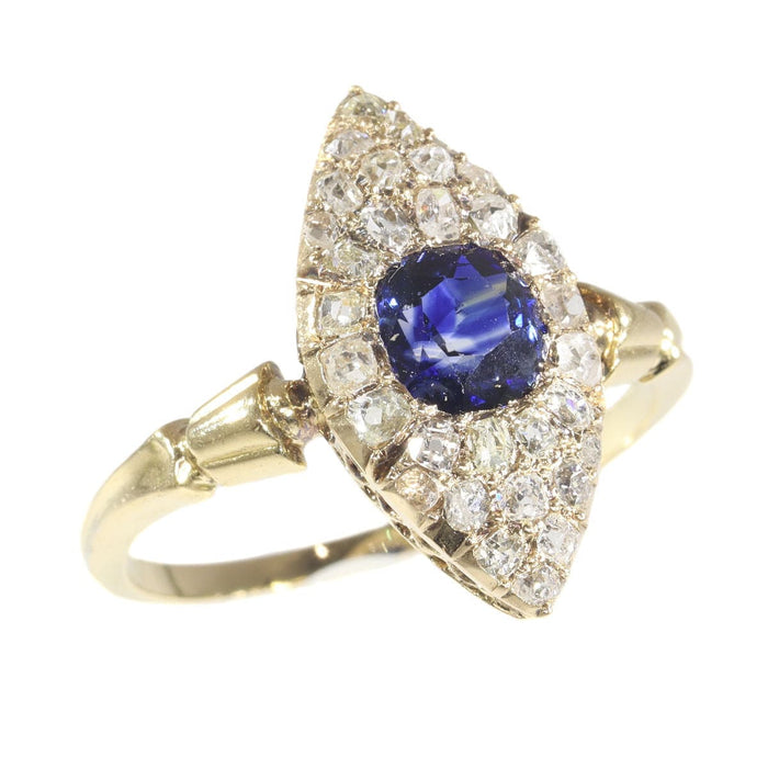 Bague 59 Bague diamant et saphir bleu 58 Facettes 21097-0172