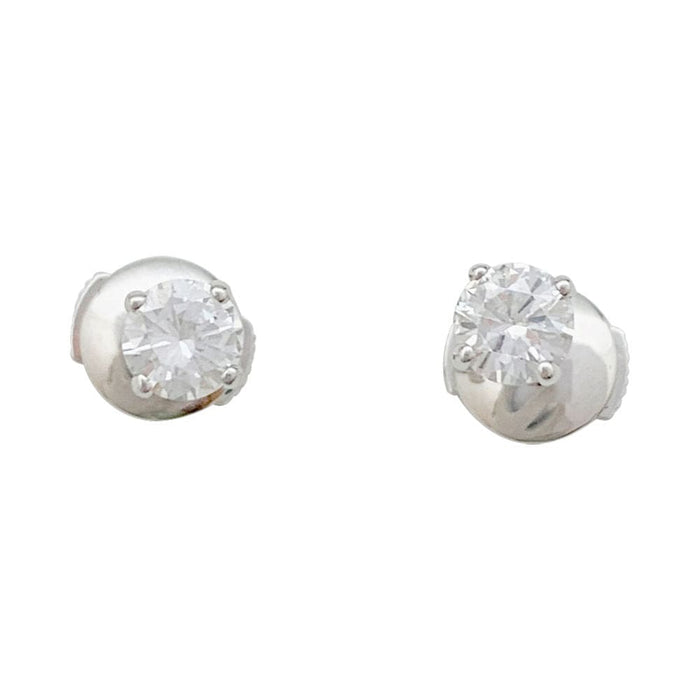 Boucles d'oreilles Puces d'oreilles en or blanc et diamants. 58 Facettes 31622