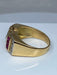 Ring 58 Tank ring with diamonds & synthetic rubies 58 Facettes