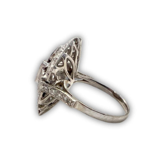 Bague 57.5 Bague de style Art Déco en platine 950 avec saphirs et rubis 58 Facettes Q11B