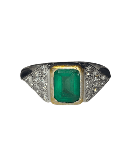 Bague 57 BAGUE EMERAUDE ET DIAMANTS 58 Facettes