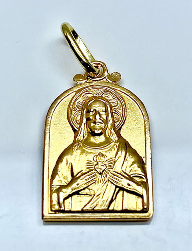 Pendentif Médaille or jaune Sacré coeur / Vierge à l’enfant 58 Facettes AB296