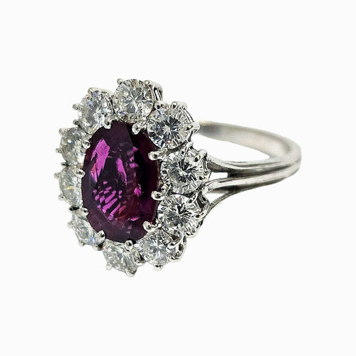 Bague 52.5 Bague marguerite Or blanc Rubis Diamants 58 Facettes 1-1550/1