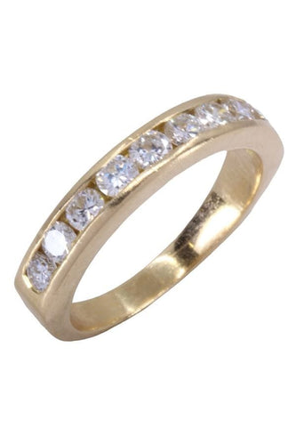 Bague 58 DEMI-ALLIANCE OR JAUNE DIAMANTS 58 Facettes 078121