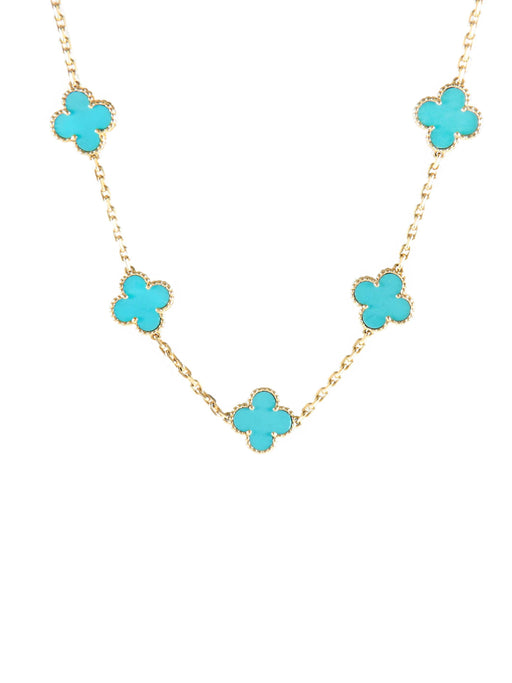 Van Cleef & Arpels necklace - Alhambra necklace in yellow gold and turquoise 58 Facettes