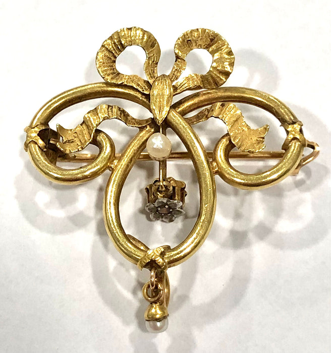 Broche Broche/ pendentif époque Napoléon III Or jaune Perle Diamant 58 Facettes