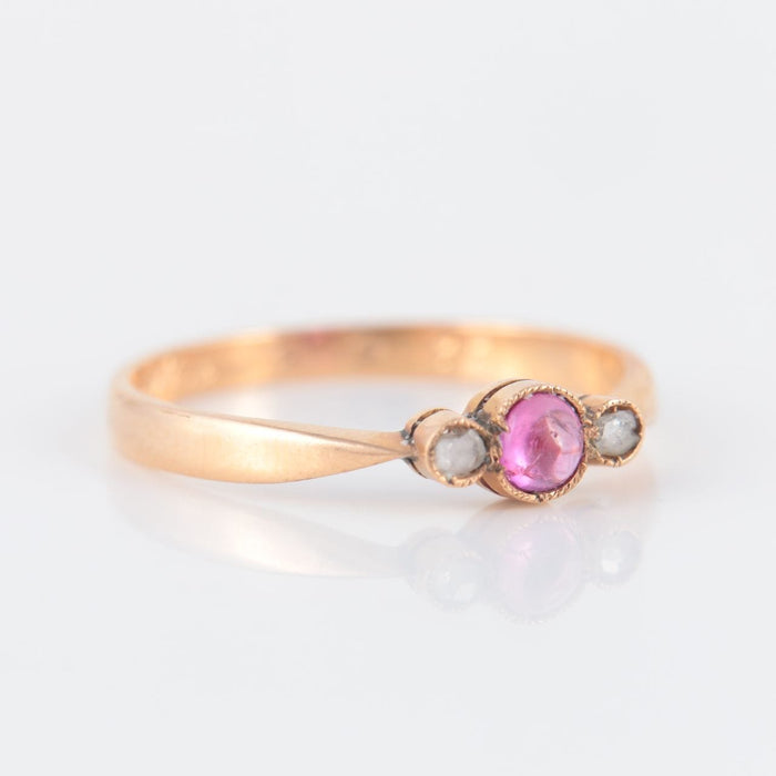 Bague 54.5 Bague or rose, rubis, diamants 58 Facettes P5L15