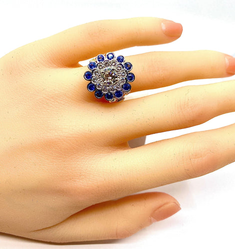 Bague 51 Bague Or blanc Diamants Saphirs 58 Facettes AB241