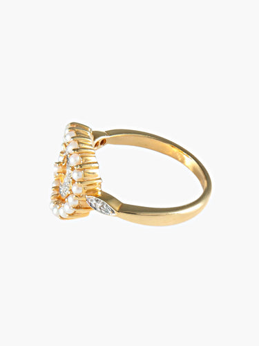 Bague 52 Bague Ronde Perles Diamants 58 Facettes