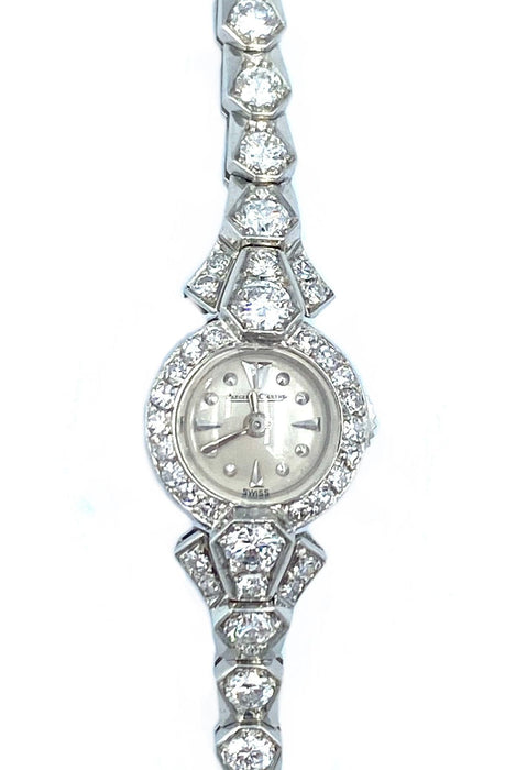 Montre JEAGER-LECOULTRE. Montre platine et diamants 58 Facettes