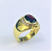 Ring 54 Gold Signet Ring Red Stone Diamond 58 Facettes 20400000532