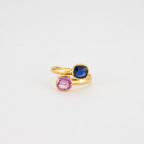 Bague 53.5 Bague Toi & Moi Saphirs rose et bleu 58 Facettes B01092