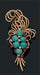 Brooch Retro Plant Brooch Turquoises Ruby Diamonds Yellow Gold 58 Facettes Broxnumx