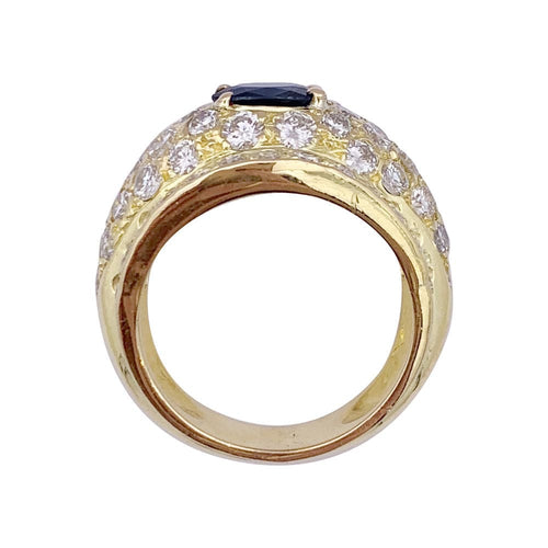 Bague 50 Bague or jaune, diamants et saphir. 58 Facettes 33326