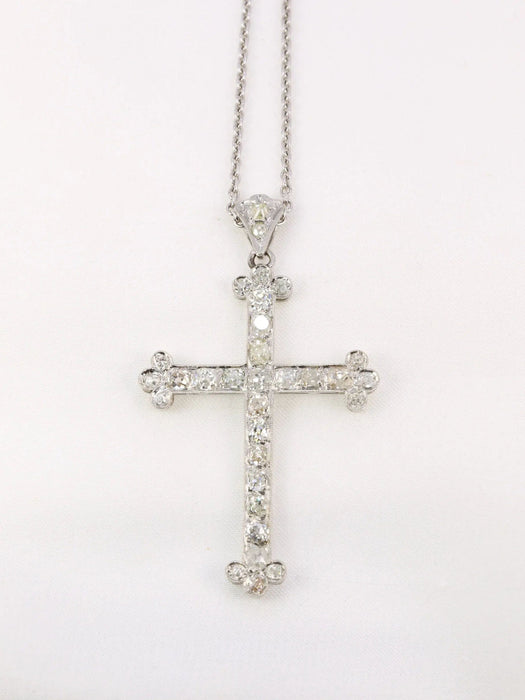 Pendentif Pendentif croix Belle Epoque diamants taille ancienne 58 Facettes J85