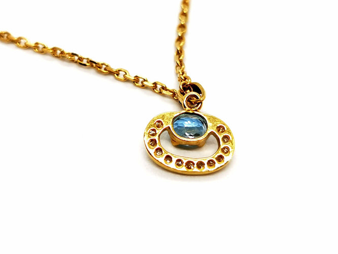 Collier Collier Chaîne + pendentif Or jaune Aigue Marine 58 Facettes 1414831CD