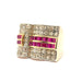 Tank Ring in yellow gold, rubies & diamonds 58 Facettes