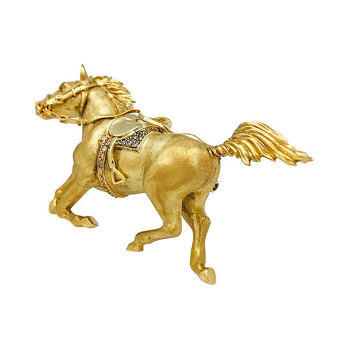 Broche Broche Cheval en or jaune et diamants. 58 Facettes 31009