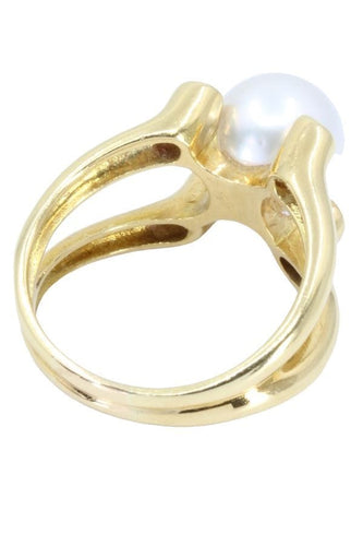 Bague BAGUE MODERNE PERLE ET DIAMANTS 58 Facettes 056691