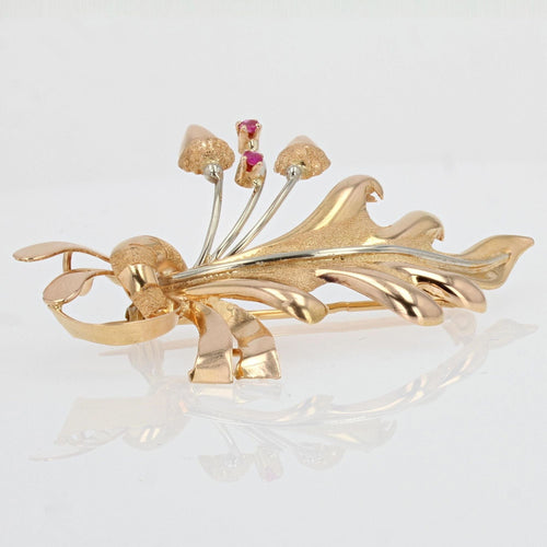 Broche Broche feuille de chêne et ses rubis 58 Facettes 14-168