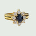 Ring 53.5 Contemporary 18th century ring in XNUMXk gold with diamonds and sapphire 58 Facettes Q984A
