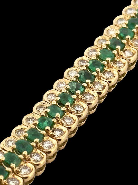 Bracelet Bracelet or jaune, émeraudes et diamants 58 Facettes
