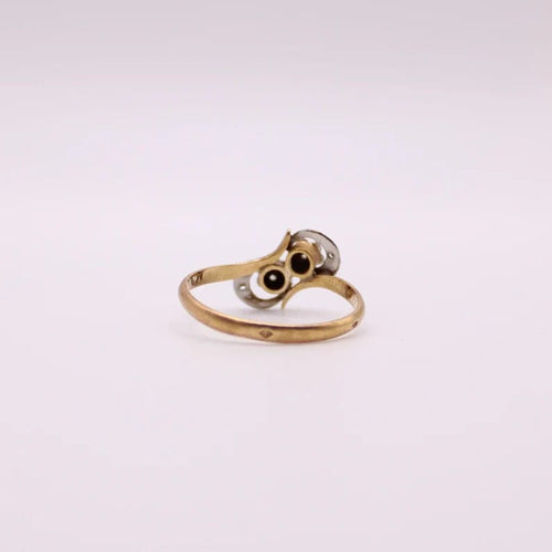 Bague Bague Art Déco Motif volutes Toi et Moi diamants taille rose 58 Facettes