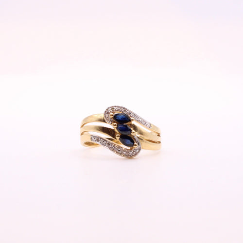 Bague Bague Trilogie saphirs et diamants 58 Facettes