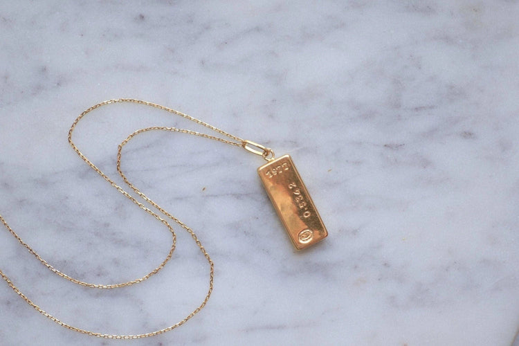 Collier Vintage pendentif lingot or jaune