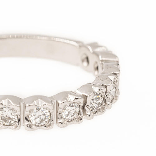 Bague 53 Bague Demi alliance Or blanc Diamant 58 Facettes 2050420CN