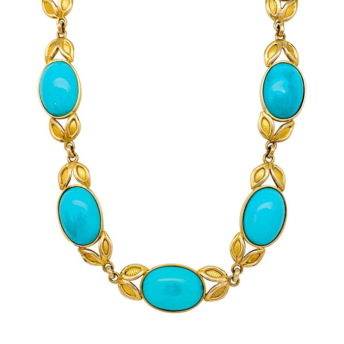 Collier Collier en or jaune décoré de turquoises. 58 Facettes 31468