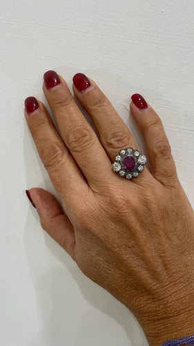 Bague 53 Bague Or rose Argent Diamants Rubis 58 Facettes