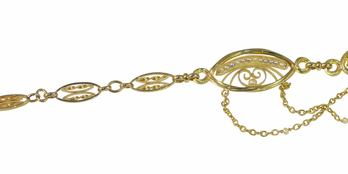 Collier Collier en filigrane d'or, perles de graines naturelles 58 Facettes 23039-0116