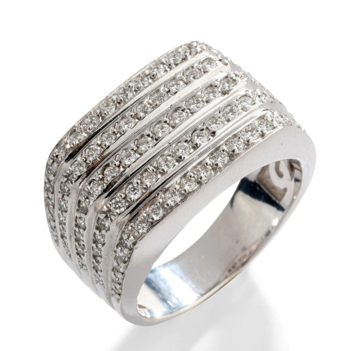 Bague 56 Bague moderne Or gris Diamants 58 Facettes 1