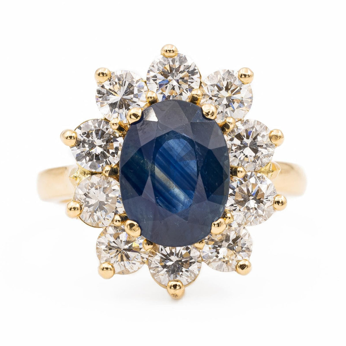 Bague Pompadour En Or Jaune 18k Avec Saphir - Occasion, Style Vintage élégant