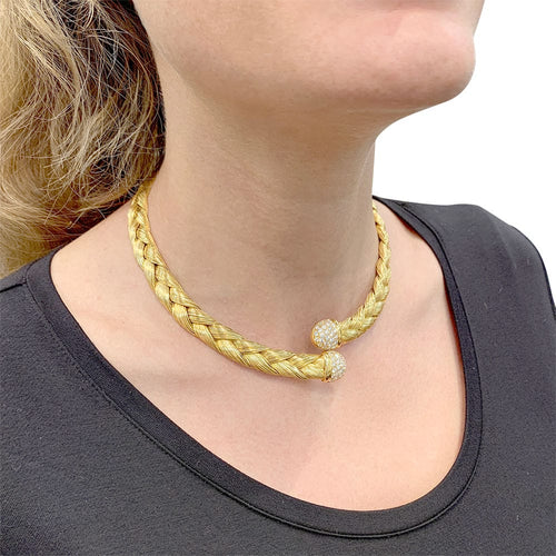 Collier Collier vintage or jaune et diamants. 58 Facettes 32327