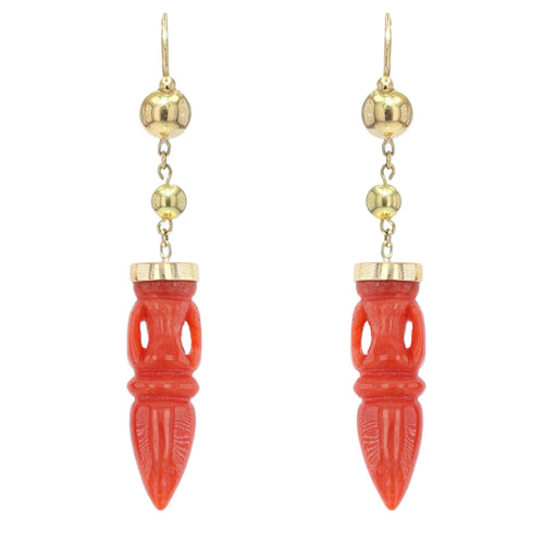 Boucles d'oreilles Pendants d'oreilles anciens or et amphores en corail 58 Facettes 22-049