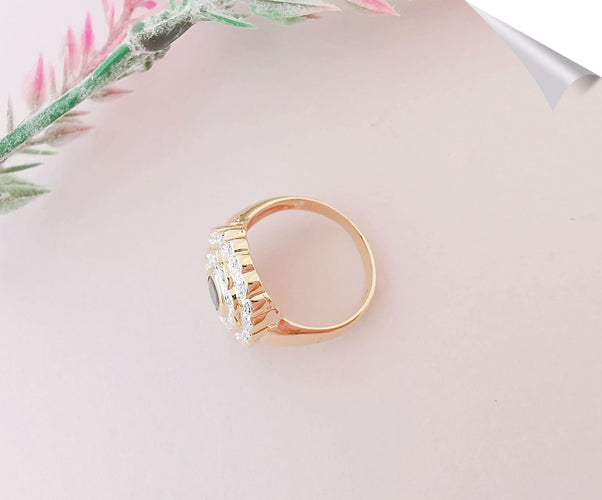 Bague 54.5 Bague Saphir Diamants Or Deux Tons 58 Facettes AA 1520