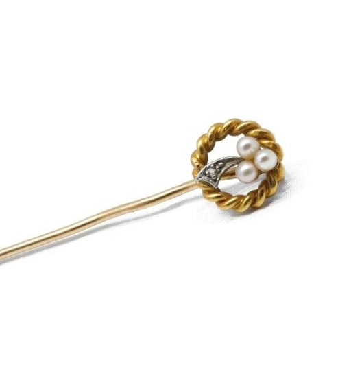Broche Jaune / Or 750 Epingle à cravate Perles Et Diamant 58 Facettes 210199R