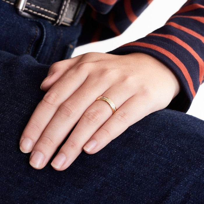 Bague 53 Anneau or jaune et blanc 58 Facettes