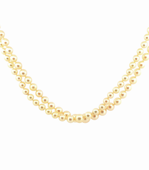 Collier Collier de perles ancien double rang, fermoir or et diamants 58 Facettes