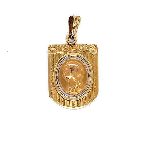 Pendentif Médaille Or Jaune Art-Nouveau Vierge Marie 58 Facettes