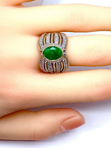 Bague 58 Bague 2 Ors Emeraude Diamants 58 Facettes AB228