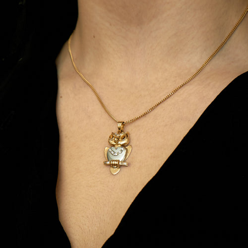 Pendentif Pendentif Hibou 2 Ors & Diamants 58 Facettes EL13