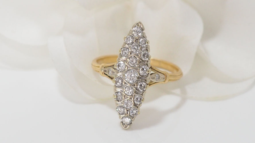 Bague 56 Bague marquise en Or bicolore et Diamants 58 Facettes 30627