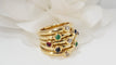 Bague 53.5 Multi Anneaux En Or Jaune Cabochons Rubis, Saphirs Et émeraudes 58 Facettes 32034