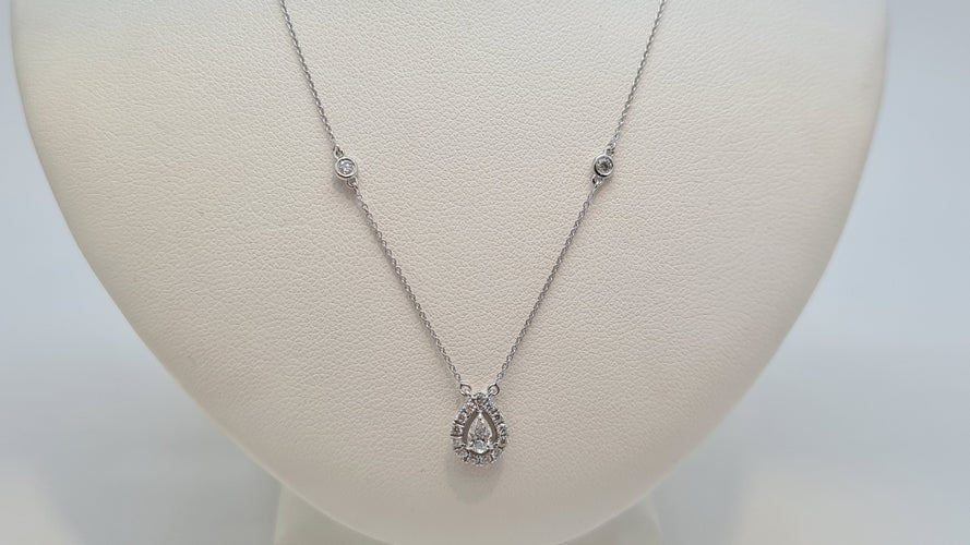 Collier Collier poire en Or blanc & diamants 58 Facettes
