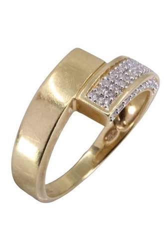 Bague 58 Bague Or jaune pavage diamants 58 Facettes 080391