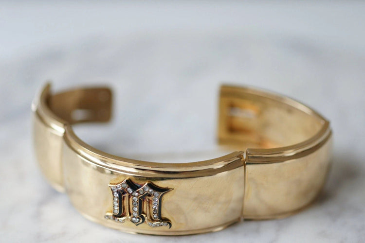 Bracelet Bracelet jonc manchette, lettre M diamants 58 Facettes