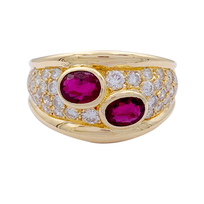 Bague 54 Bague bandeau rubis et diamants. 58 Facettes 32179